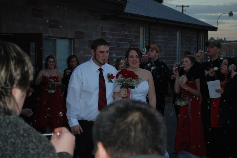 Bubbles and Joy Leaving the Church