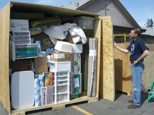 the stuff He can't believe it all fits...