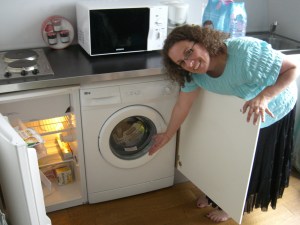 what you can see, from edge to edge, is the length of the kitchen