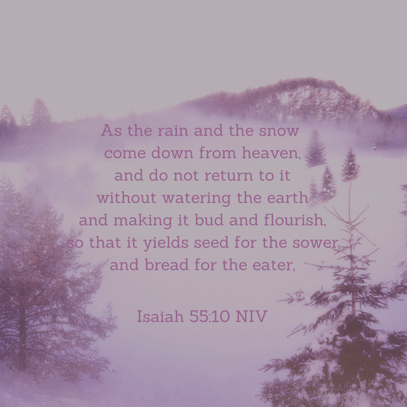 As the rain and the snow come down from heaven, and do not return to it without watering the earth and making it bud and flourish, so that it yields seed for the sower and bread for the eater, Isaiah 55_10 NIV