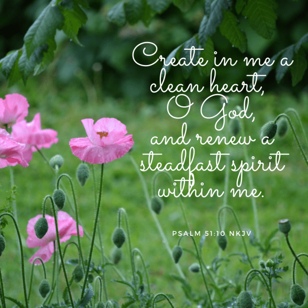 Create in me a clean heart, O God, and renew a steadfast spirit within me.